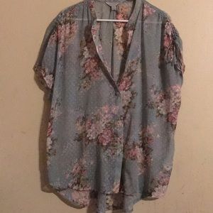 Sheer top pink and light green☘️